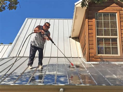 washing a metal building